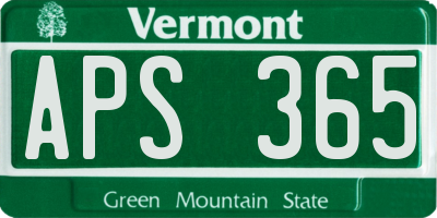 VT license plate APS365
