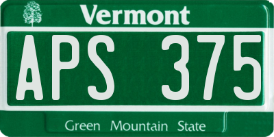 VT license plate APS375