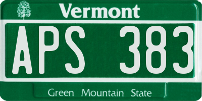 VT license plate APS383