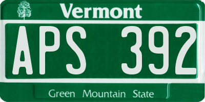 VT license plate APS392