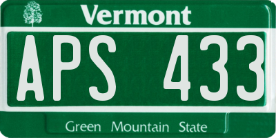 VT license plate APS433