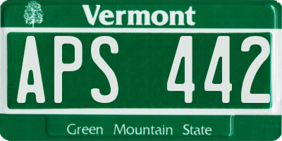 VT license plate APS442