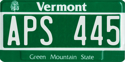 VT license plate APS445