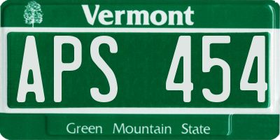 VT license plate APS454