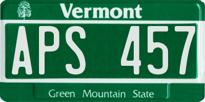 VT license plate APS457