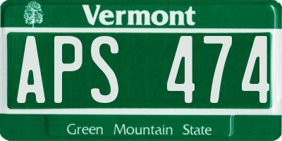 VT license plate APS474
