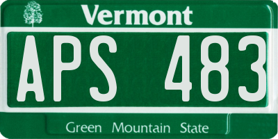 VT license plate APS483