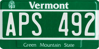 VT license plate APS492