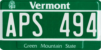 VT license plate APS494