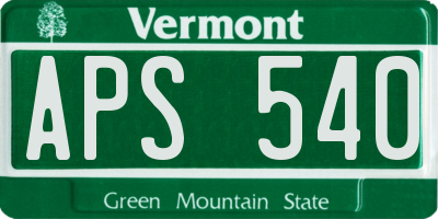 VT license plate APS540