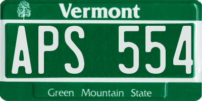VT license plate APS554