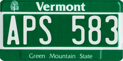 VT license plate APS583