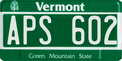 VT license plate APS602