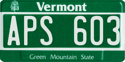 VT license plate APS603