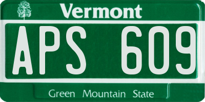 VT license plate APS609
