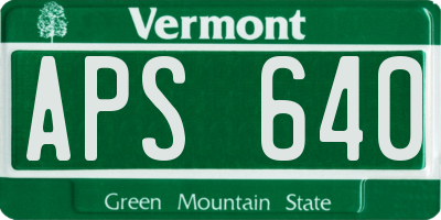 VT license plate APS640