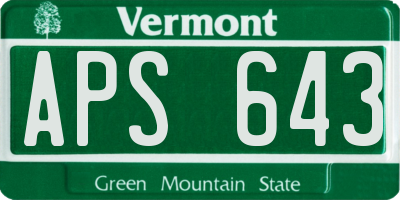 VT license plate APS643