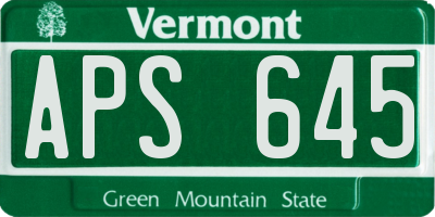VT license plate APS645