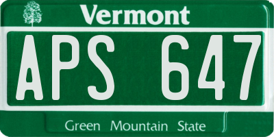 VT license plate APS647