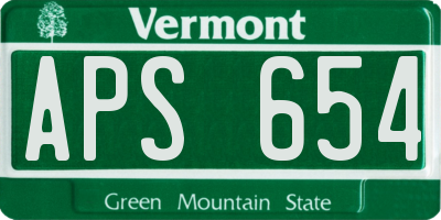 VT license plate APS654