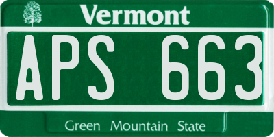VT license plate APS663