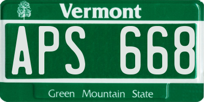 VT license plate APS668