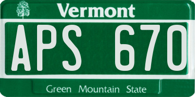 VT license plate APS670