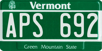 VT license plate APS692