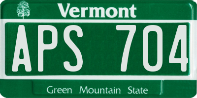 VT license plate APS704