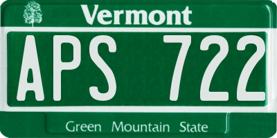 VT license plate APS722