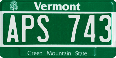VT license plate APS743