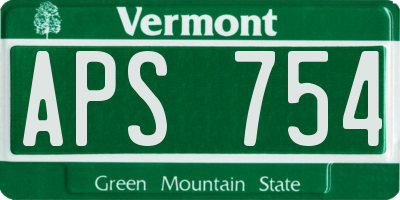 VT license plate APS754
