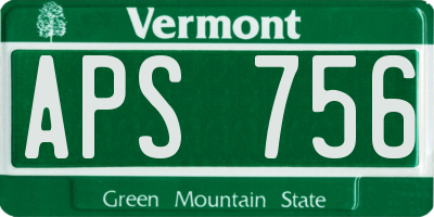 VT license plate APS756