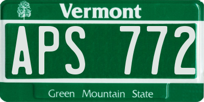VT license plate APS772