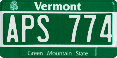 VT license plate APS774
