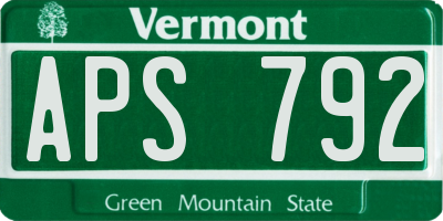 VT license plate APS792
