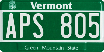 VT license plate APS805