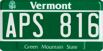 VT license plate APS816