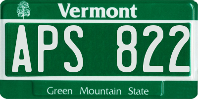 VT license plate APS822