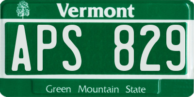 VT license plate APS829