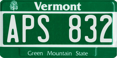 VT license plate APS832
