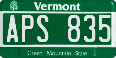 VT license plate APS835