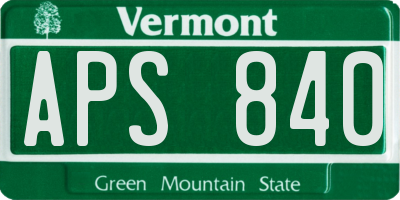 VT license plate APS840