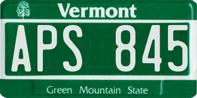 VT license plate APS845
