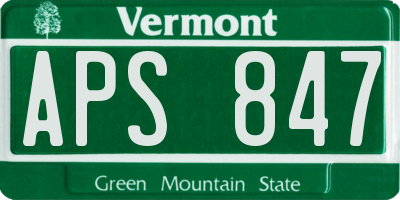 VT license plate APS847