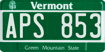 VT license plate APS853