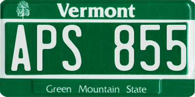VT license plate APS855