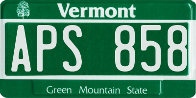 VT license plate APS858