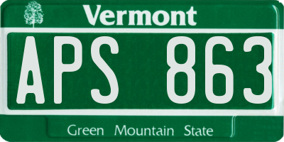 VT license plate APS863