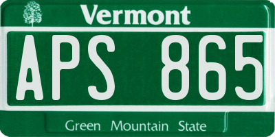 VT license plate APS865